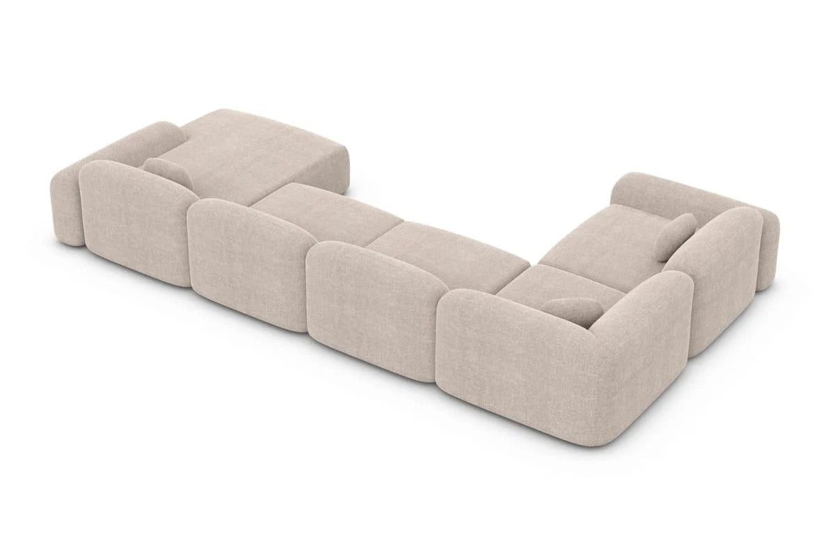 Sofa Wohnlandschaft in Struktur Beige, 328 cm Breite