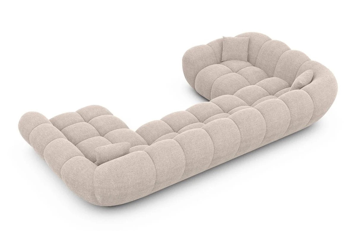 Bubble Sofa Wohnlandschaft in Struktur Beige, 323 cm Breite