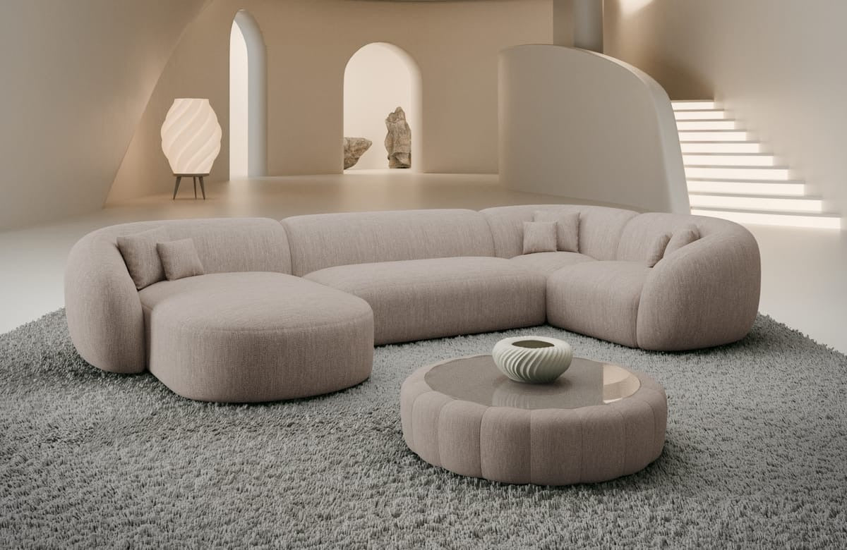 Sofa Wohnlandschaft in Struktur, 332 cm Breite