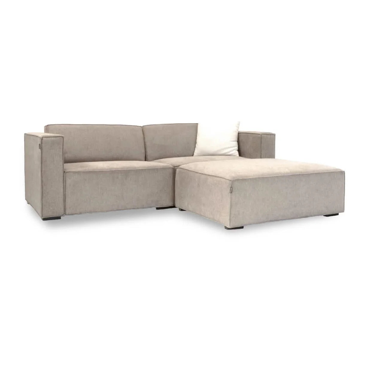 Balu in Strukturstoff Beige + Hocker, 230 cm Breite | PolsterOase