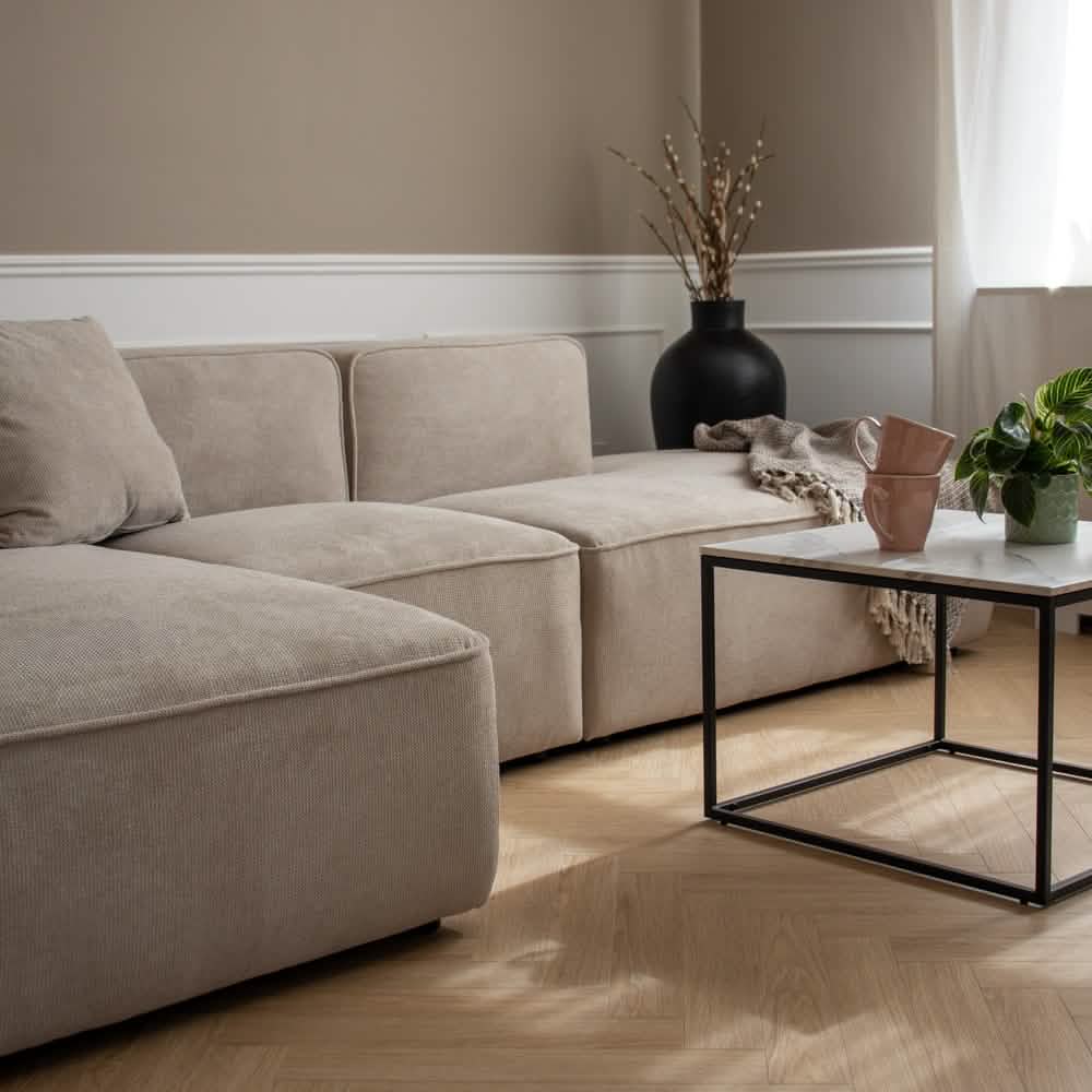 Benne Modulsofa Links in Beige, 290 cm Breite | PolsterOase