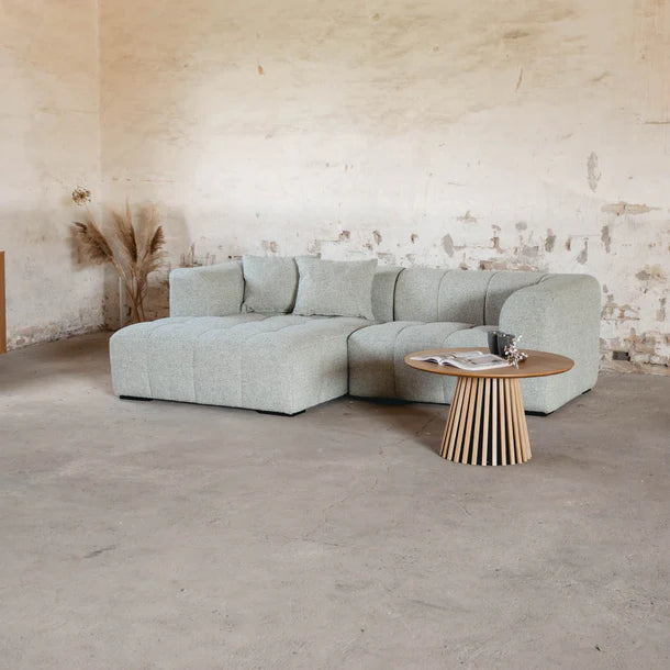 Bora Ecksofa (links) in Bouclé Grün, 240 cm Breite | PolsterOase