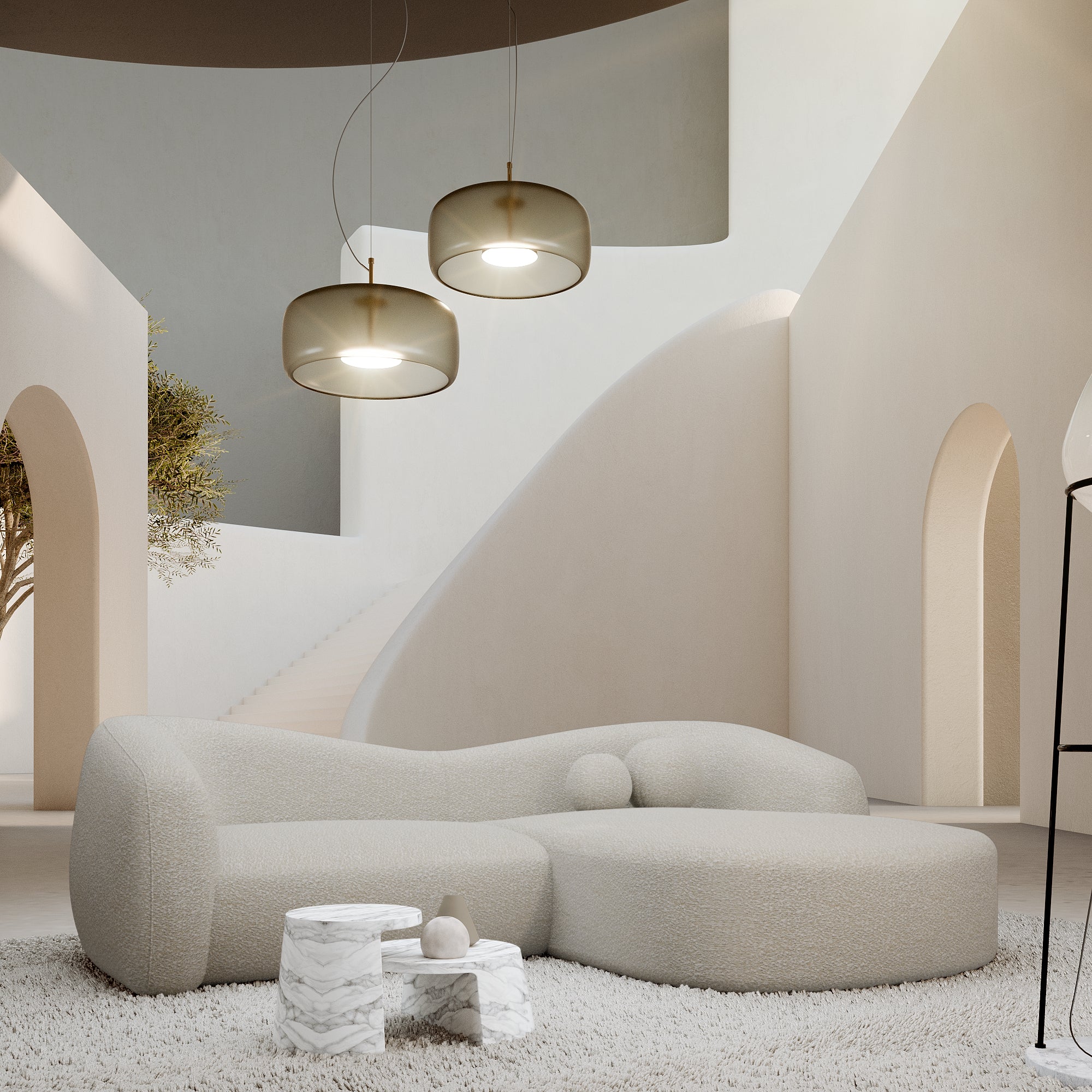 Modernes Ecksofa in Bouclé, 240 cm Breite | PolsterOase