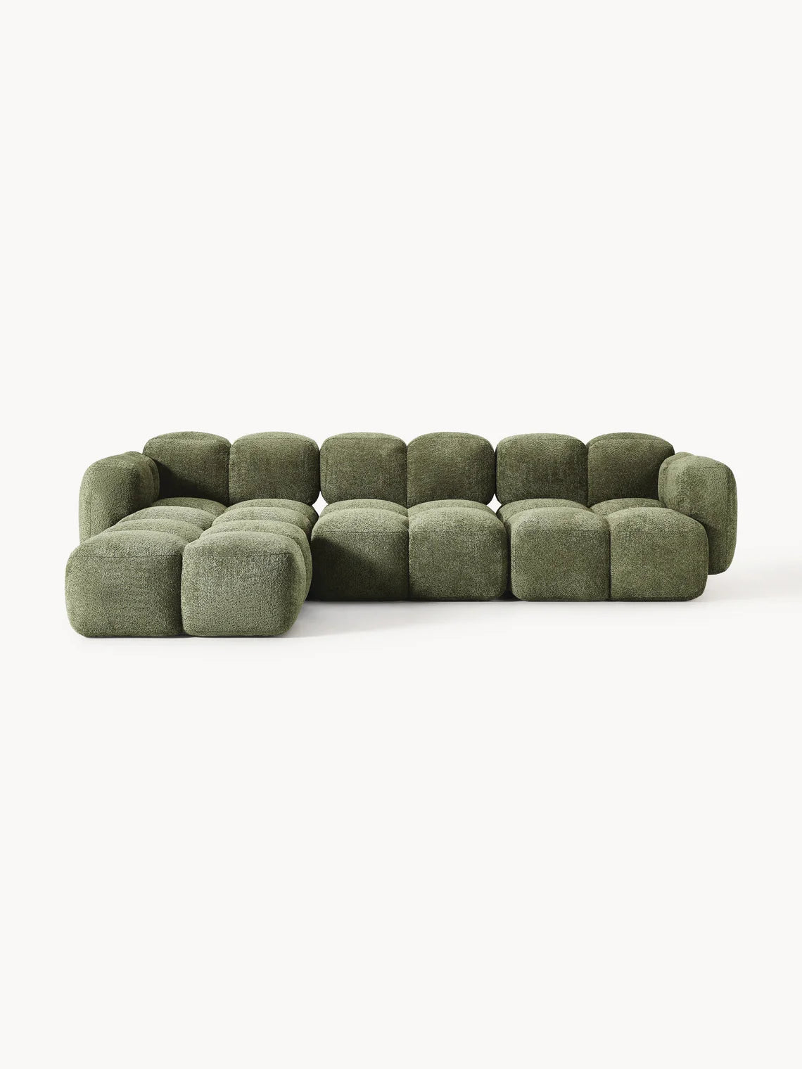 Luno 3-Sitzer Ecksofa (links) in Bouclé, 302 cm Breite