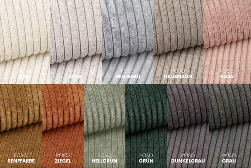 Modulare XL Sofa Wohnlandschaft Parma in Breitcord, 382 cm Breite