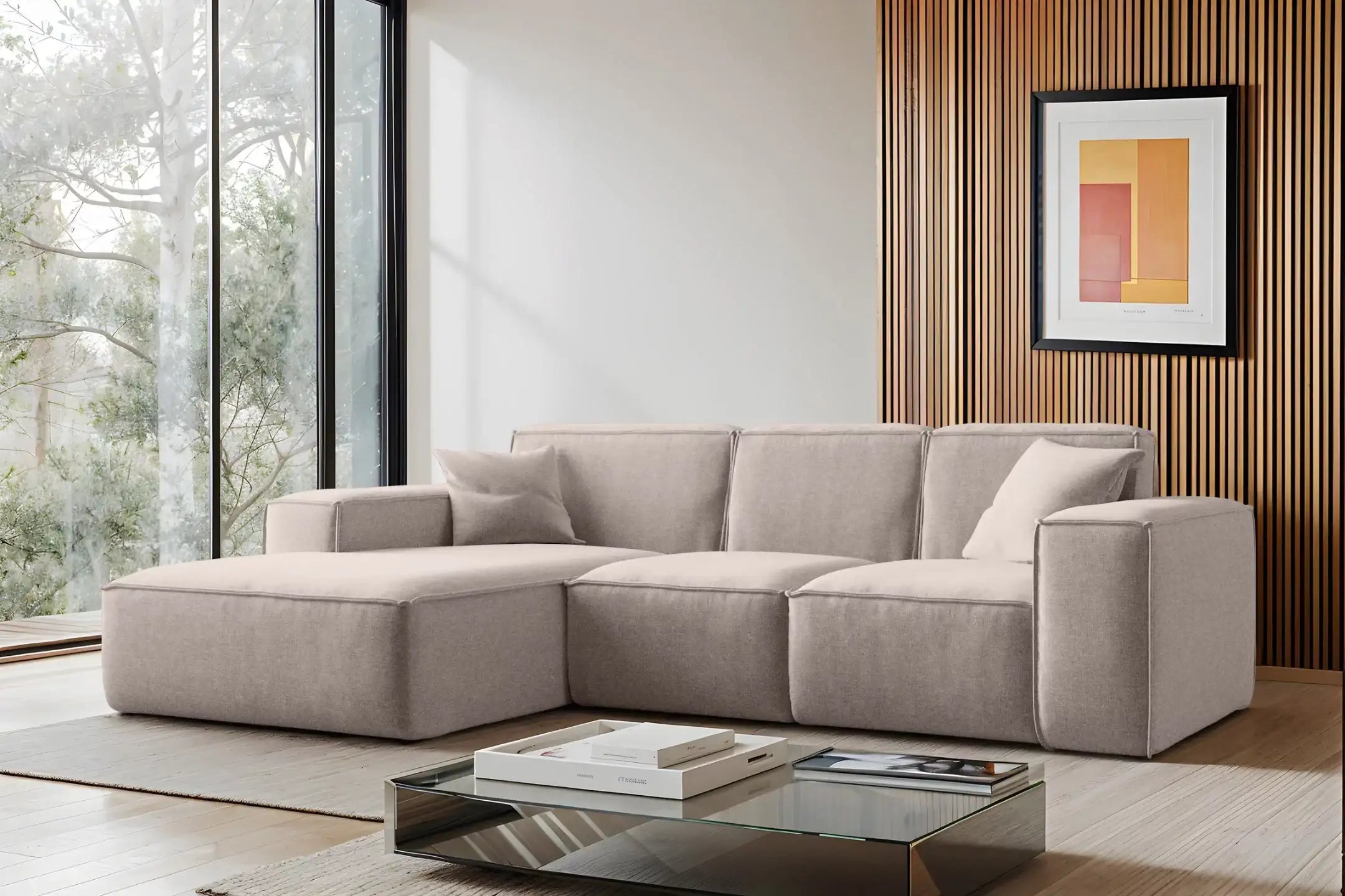 Ecksofa Siena (li) in Struktur, 266 cm Breite