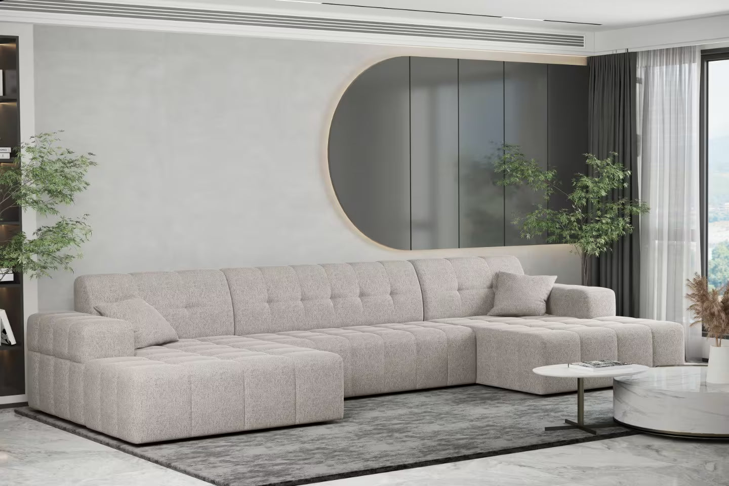Sofa Wohnlandschaft Nimes in Struktur, 350 cm Breite