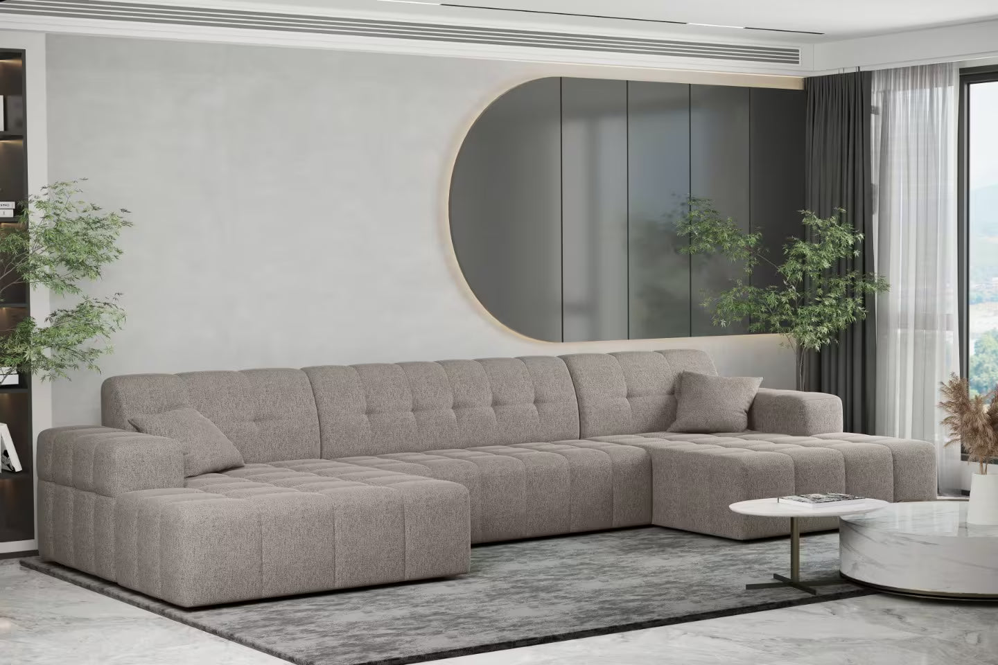 Sofa Wohnlandschaft Nimes in Struktur, 350 cm Breite