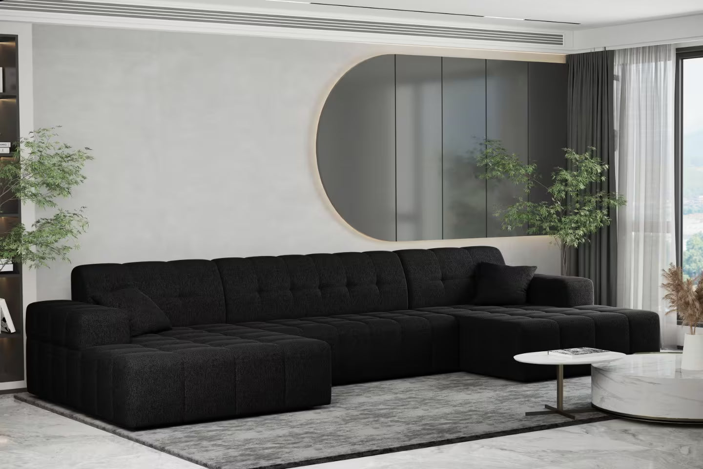 Sofa Wohnlandschaft Nimes in Struktur, 350 cm Breite