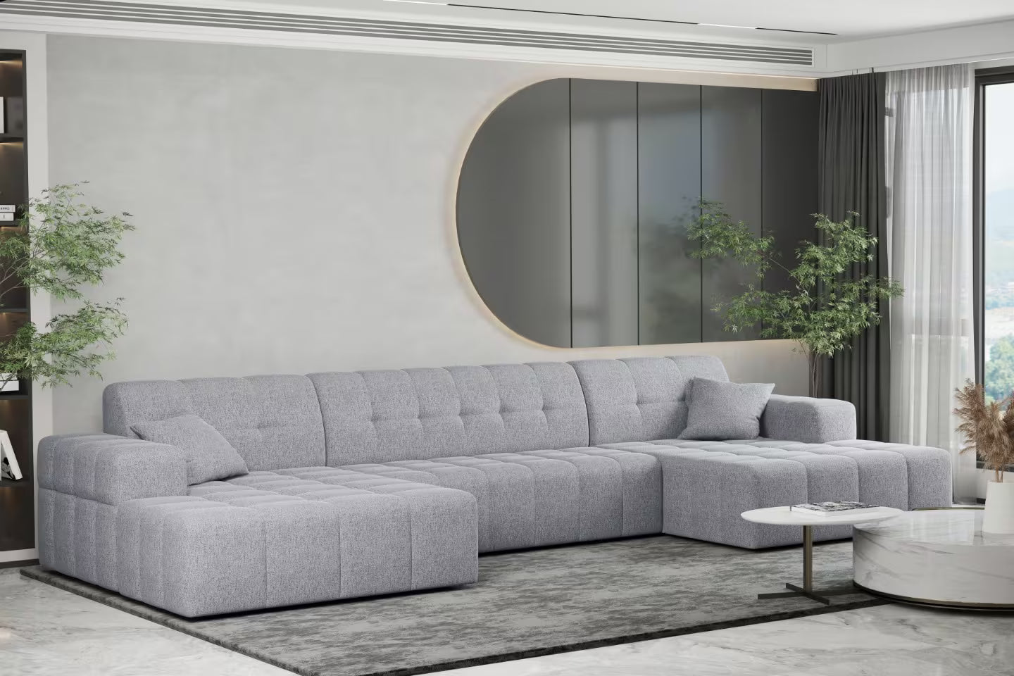 Sofa Wohnlandschaft Nimes in Struktur, 350 cm Breite