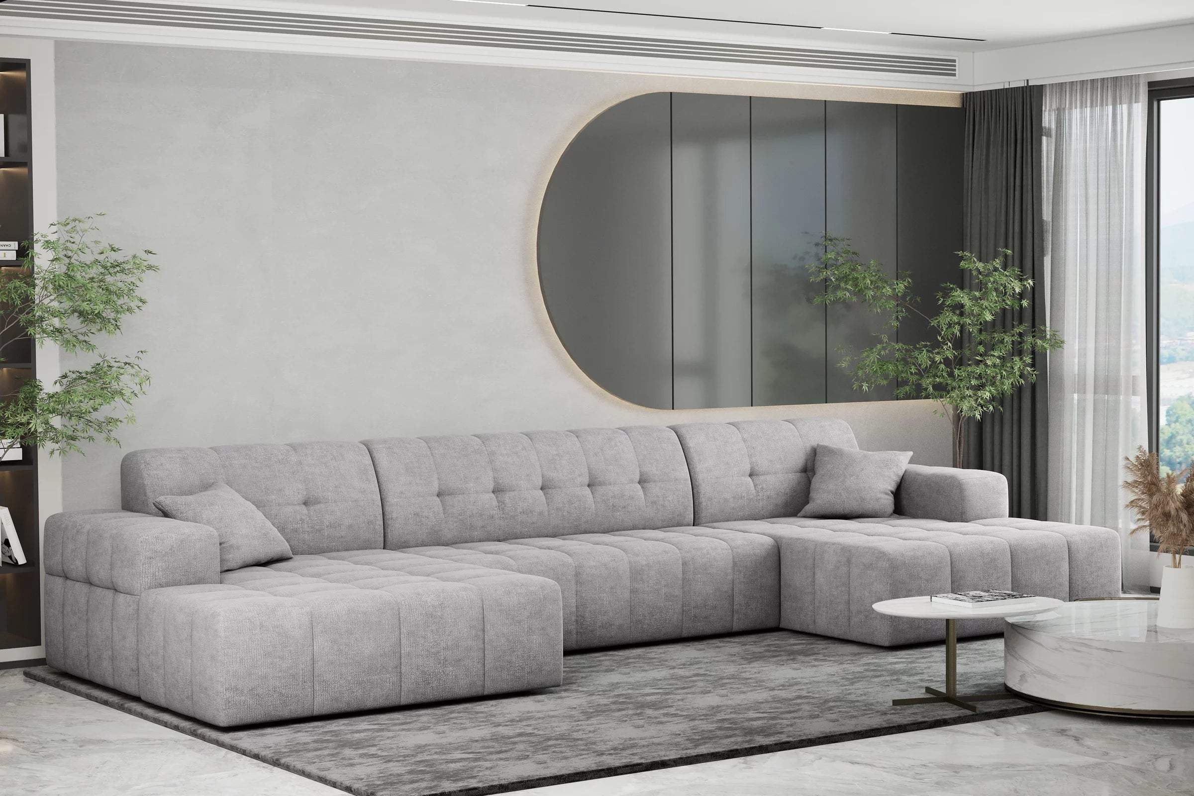 Sofa Wohnlandschaft Nimes in Teddy, 350 cm Breite