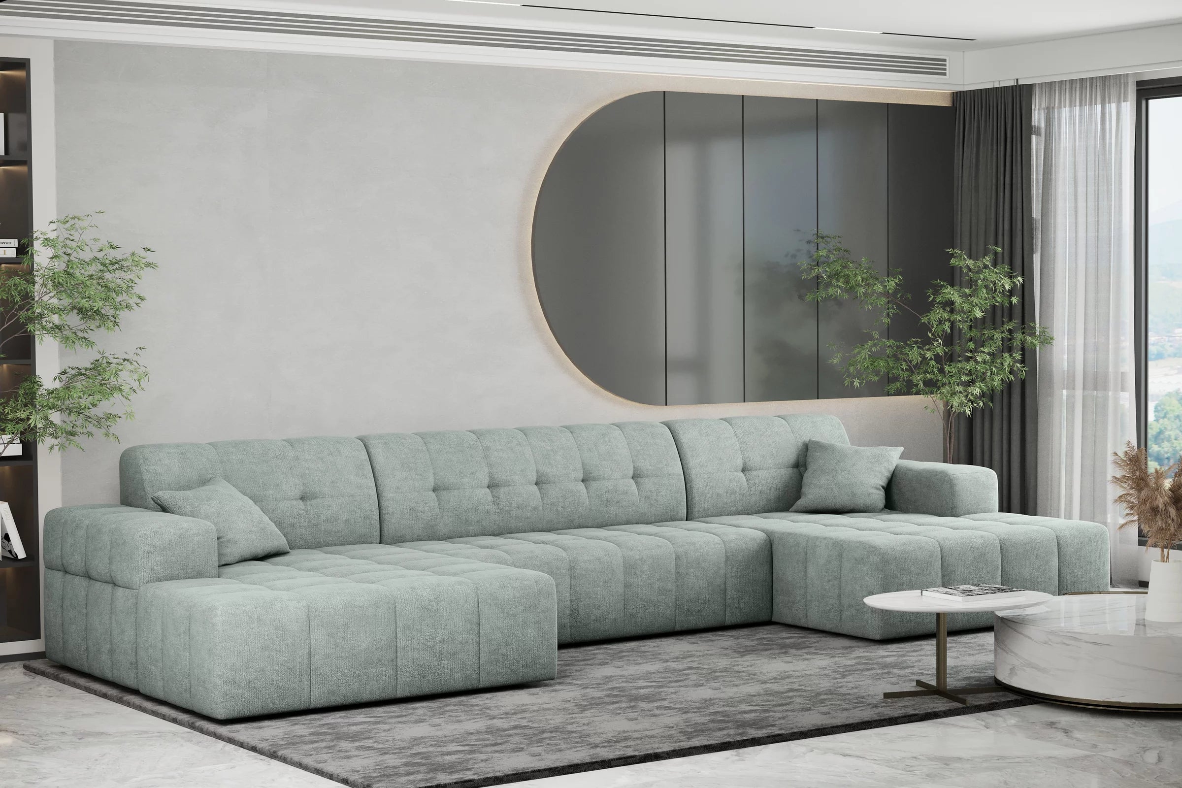 Sofa Wohnlandschaft Nimes in Teddy, 350 cm Breite