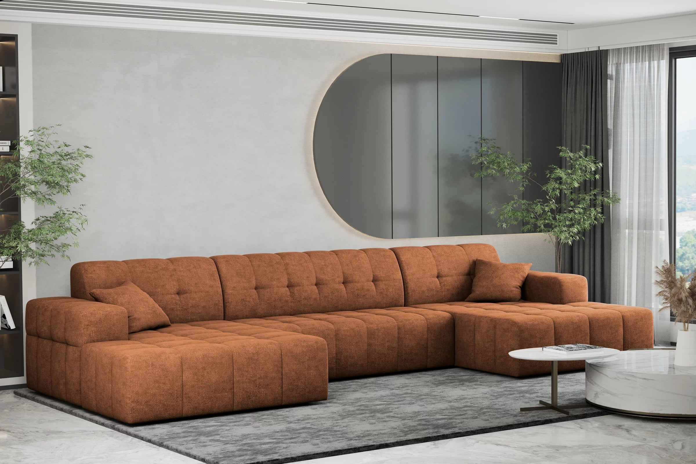 Sofa Wohnlandschaft Nimes in Teddy, 350 cm Breite