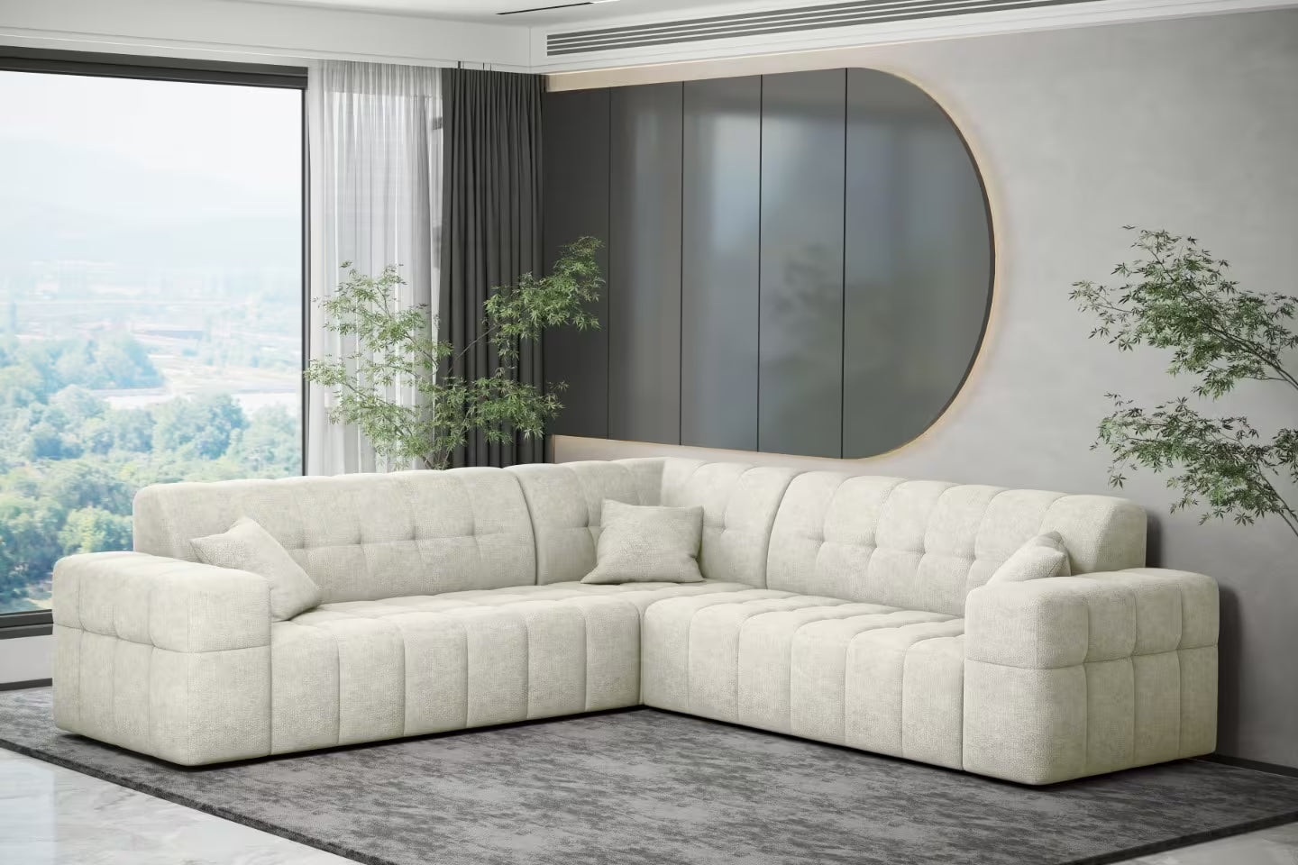 Ecksofa Nimes (gleichschenklig) in Teddy, 246 cm Breite