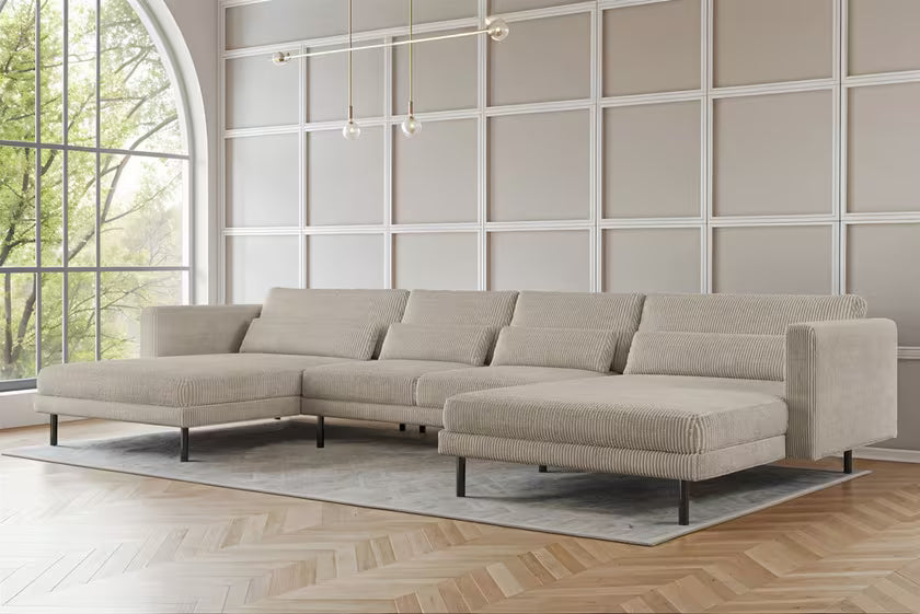 Sofa Wohnlandschaft Dani in Cord, 391 cm Breite