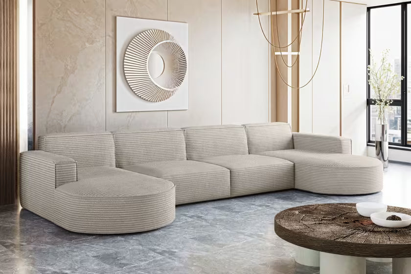 Modulare XL Sofa Wohnlandschaft Parma in Breitcord #Variant_Ecru