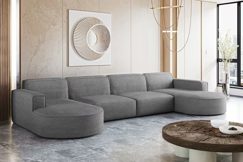 Modulare XL Sofa Wohnlandschaft Parma in Breitcord #Variant_Grau