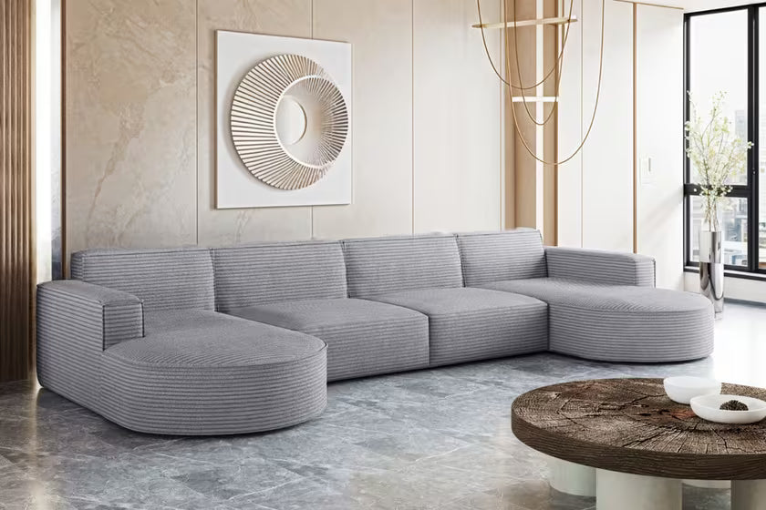 Modulare XL Sofa Wohnlandschaft Parma in Breitcord #Variant_Hellgrau