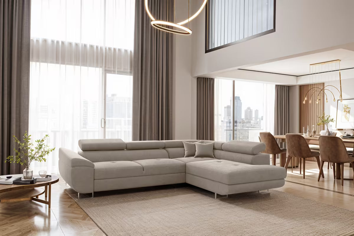 Ecksofa Falio in Microfaser, 275 cm Breite #Variant_Cappucino-Rechts