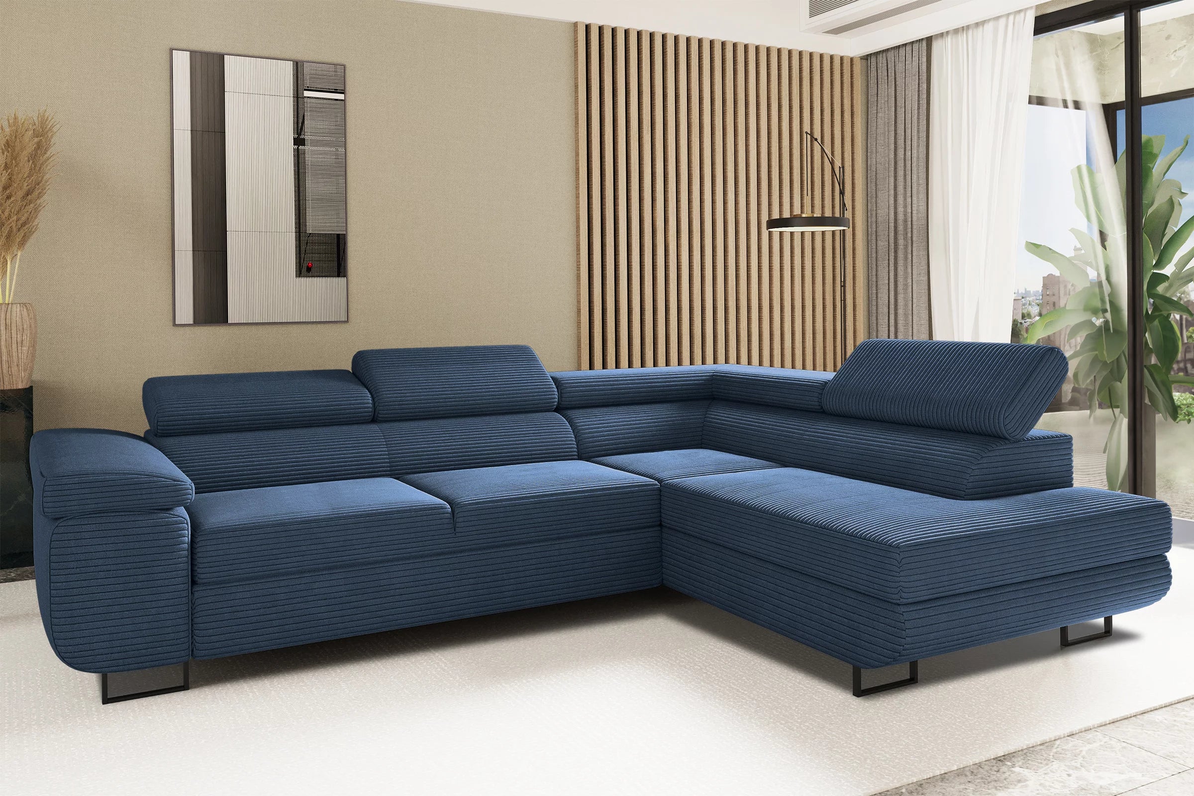 Ecksofa Tokyo (re) mit Schlaffunktion in Cord, 277 cm Breite