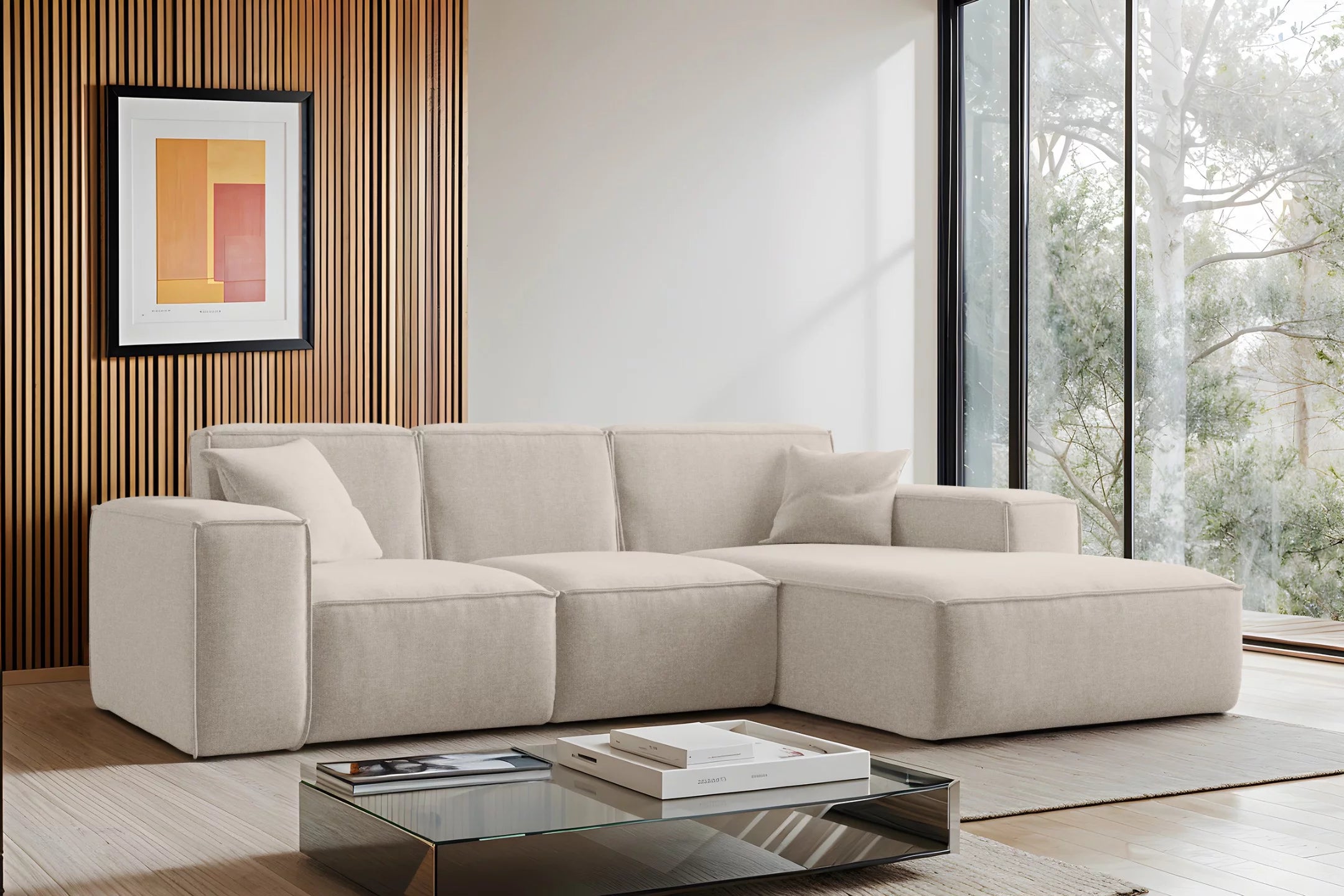 Ecksofa Siena (re) in Struktur, 266 cm Breite