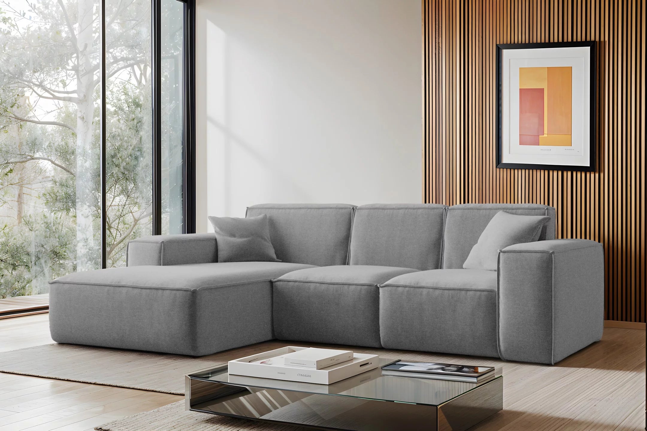 Ecksofa Siena (li) in Struktur, 266 cm Breite