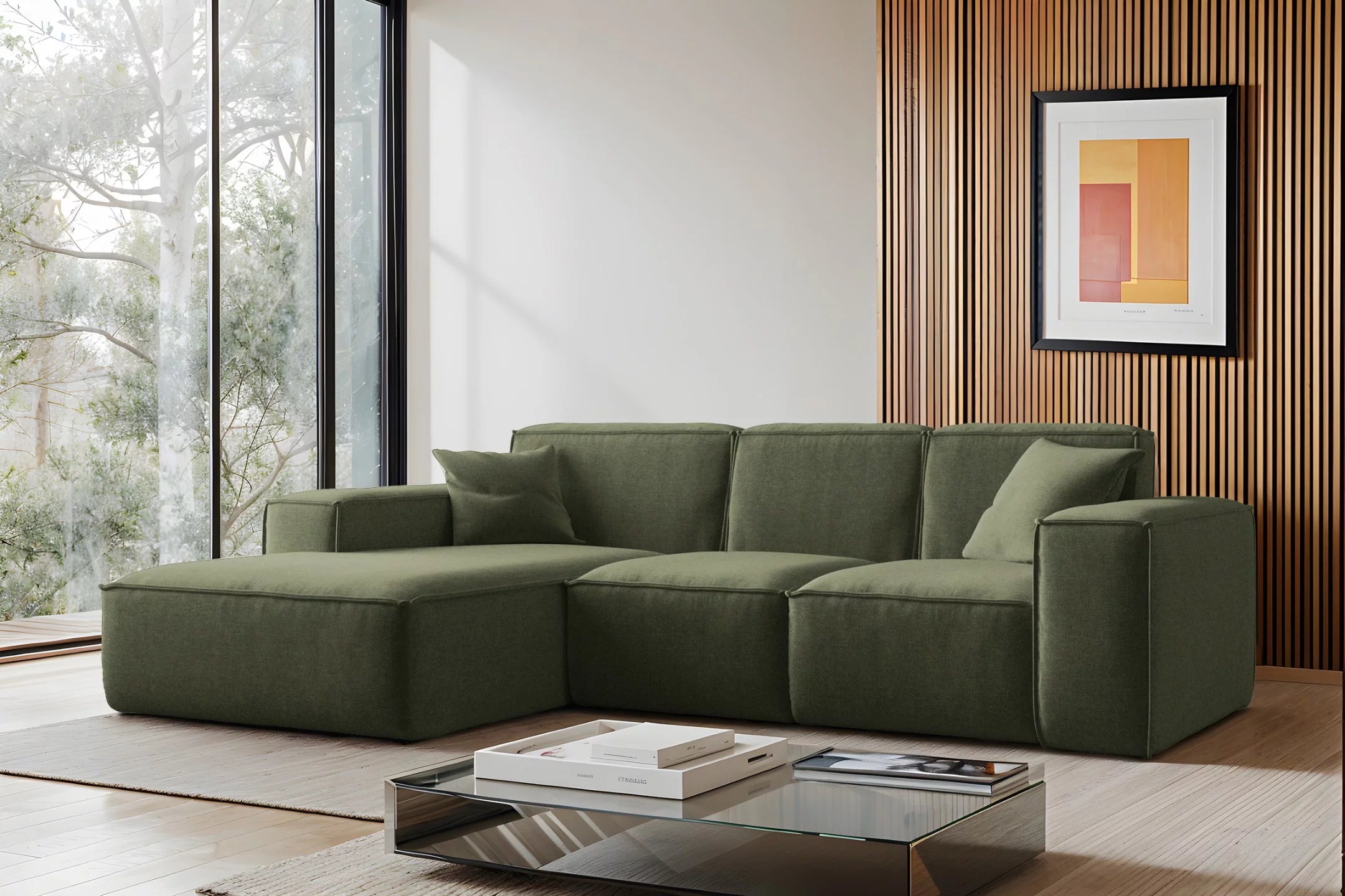 Ecksofa Siena (li) in Struktur, 266 cm Breite