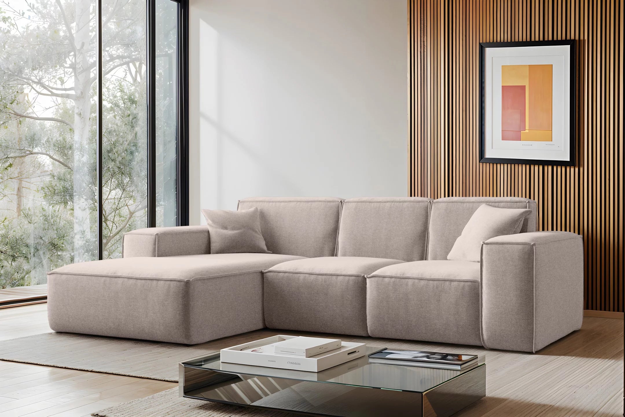 Ecksofa Siena (li) in Struktur, 266 cm Breite