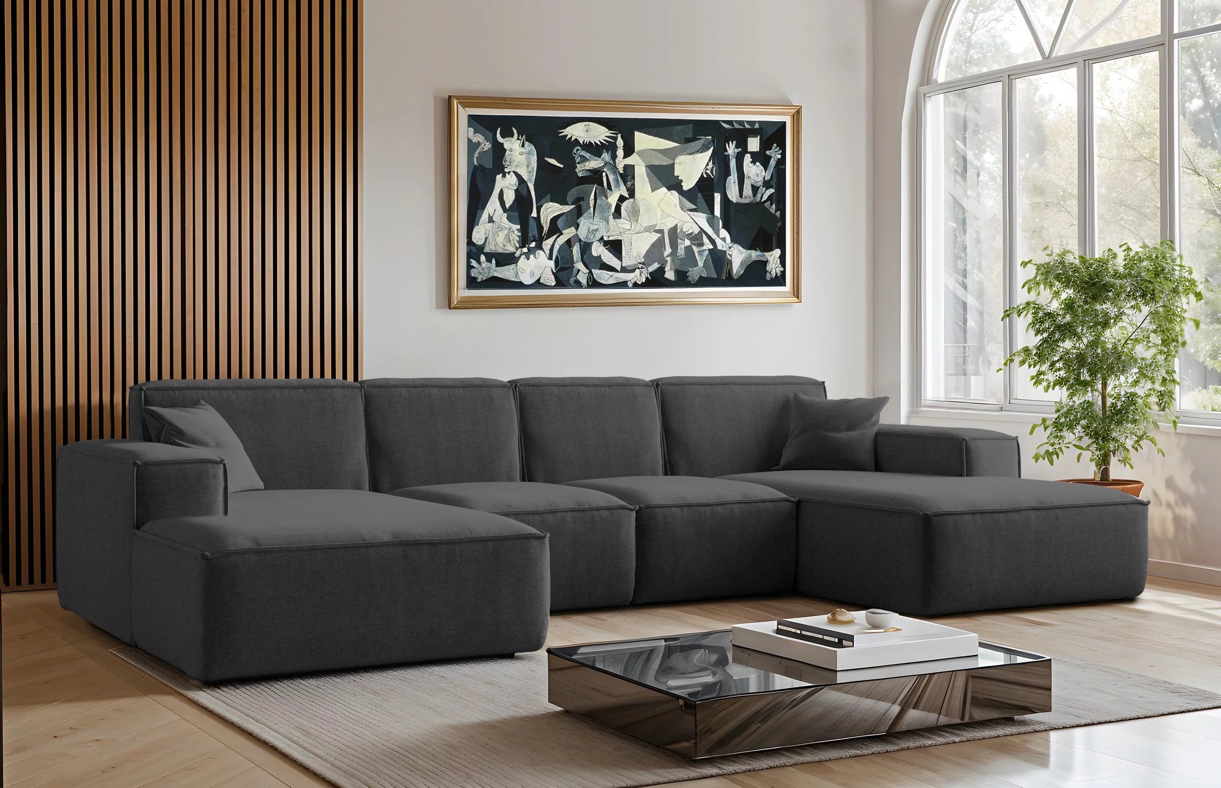 Sofa Wohnlandschaft Siena in Struktur, 344 cm Breite