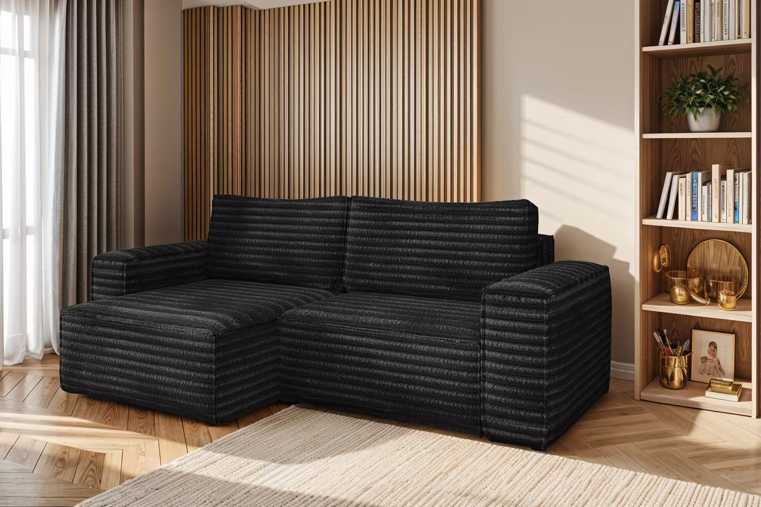 Hugo Ecksofa in Breitcord #Variant_Schwarz-Links