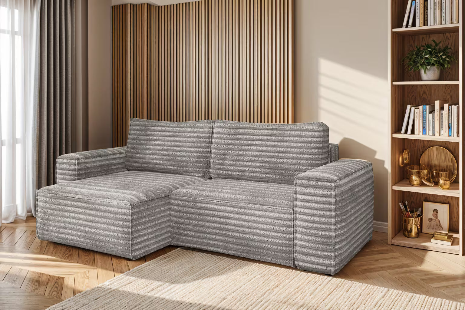 Hugo Ecksofa in Breitcord #Variant_Grau-Links