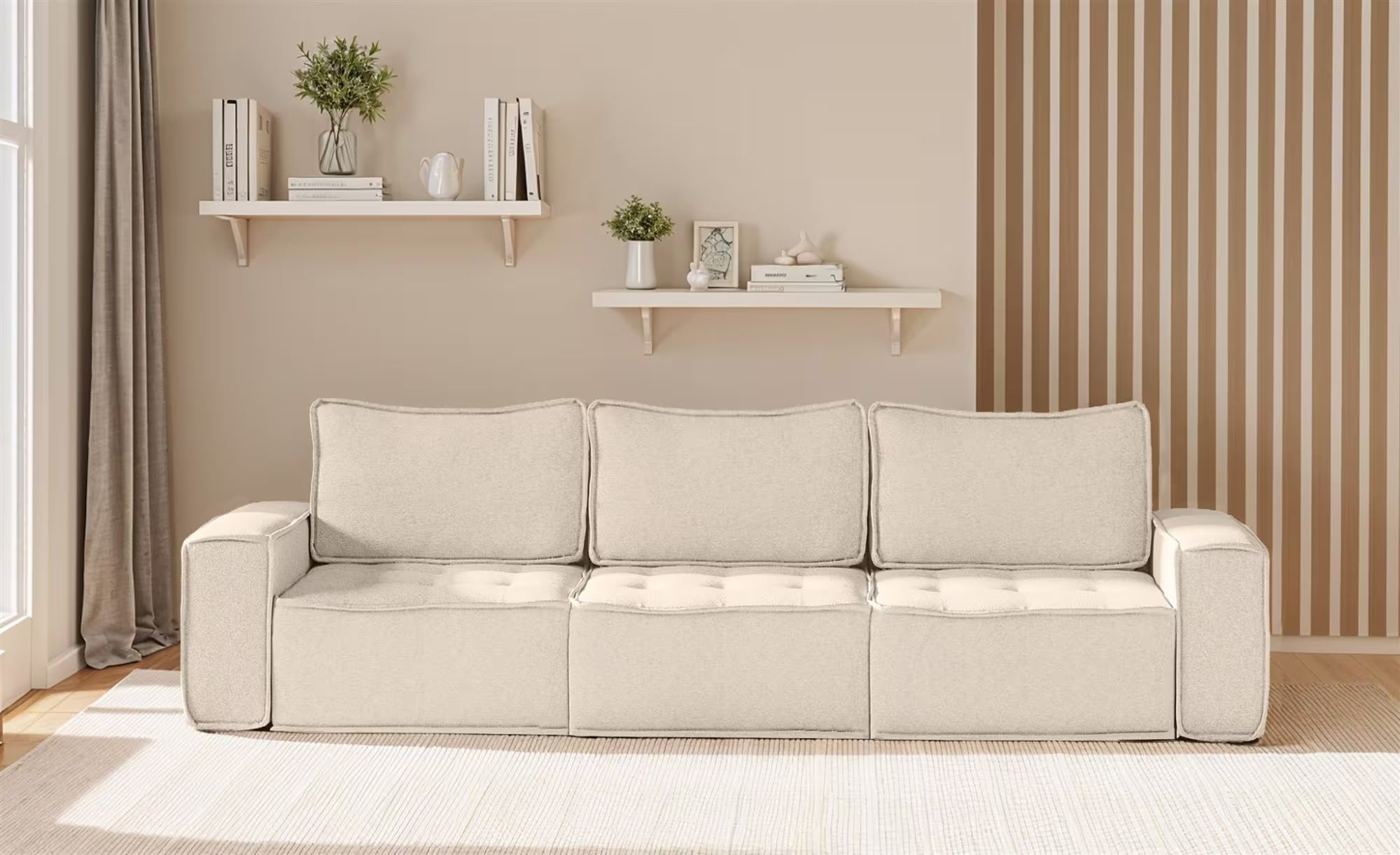 Boho Sofa in Struktur, 292 cm Breite