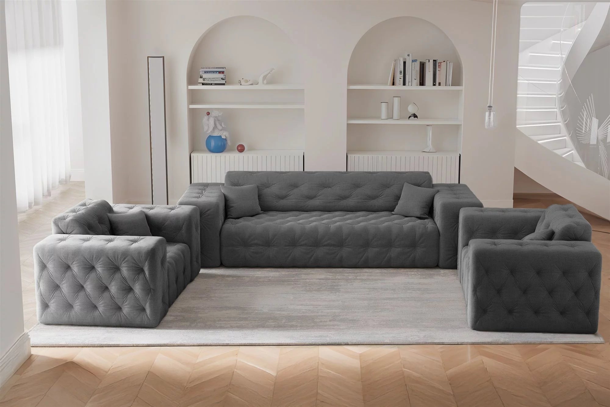 Sofa Set Modest 3-1-1 in Struktur, 251 cm Breite