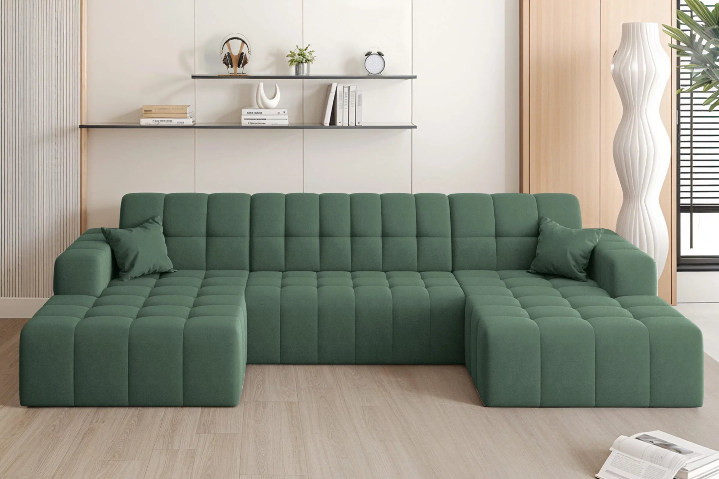 Sofa Wohnlandschaft Nimes in Veloursstoff, 350 cm Breite