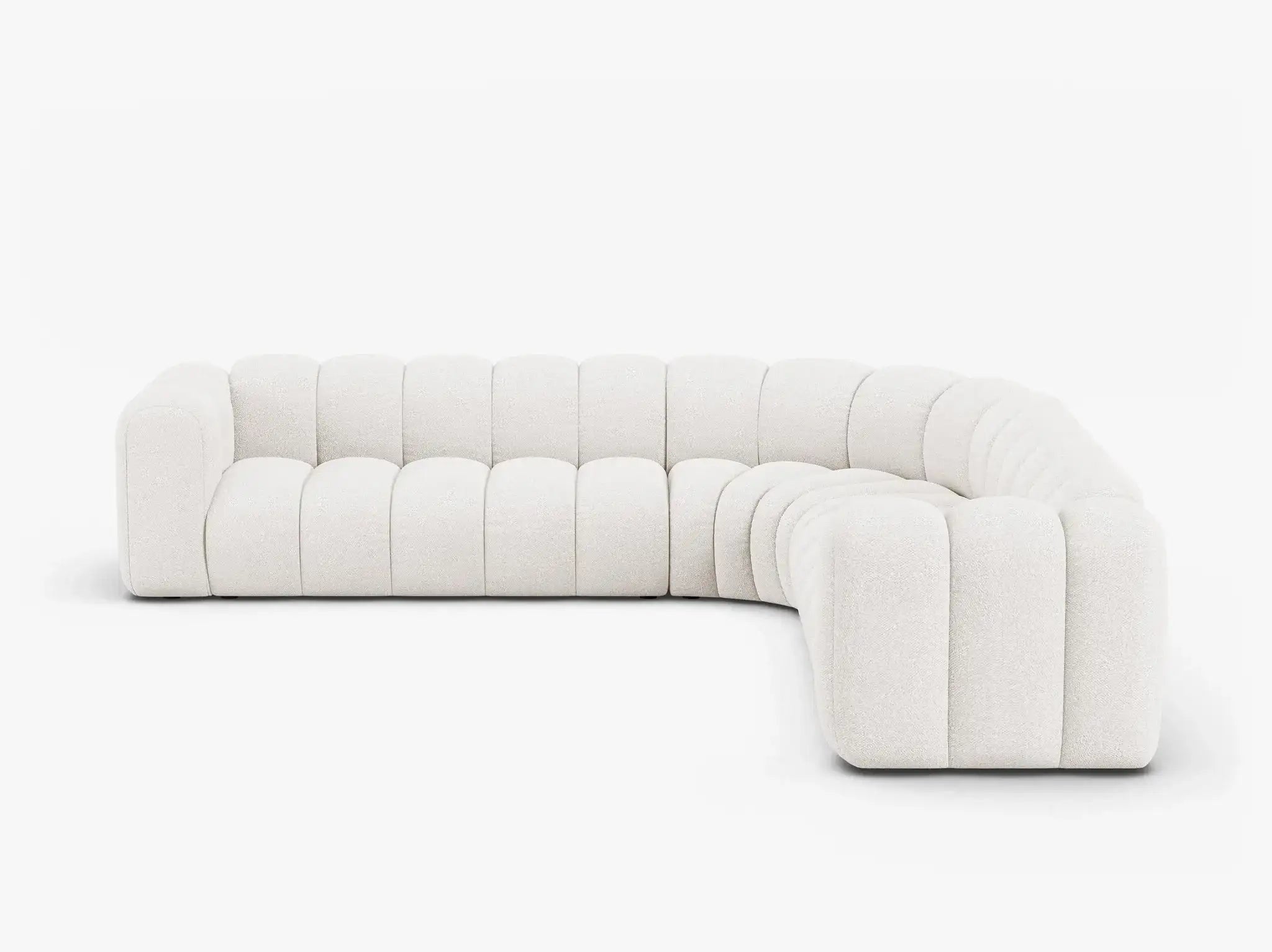 Grandé abgerundes Ecksofa in Bouclé, 280 cm Breite - Modulsofa-3