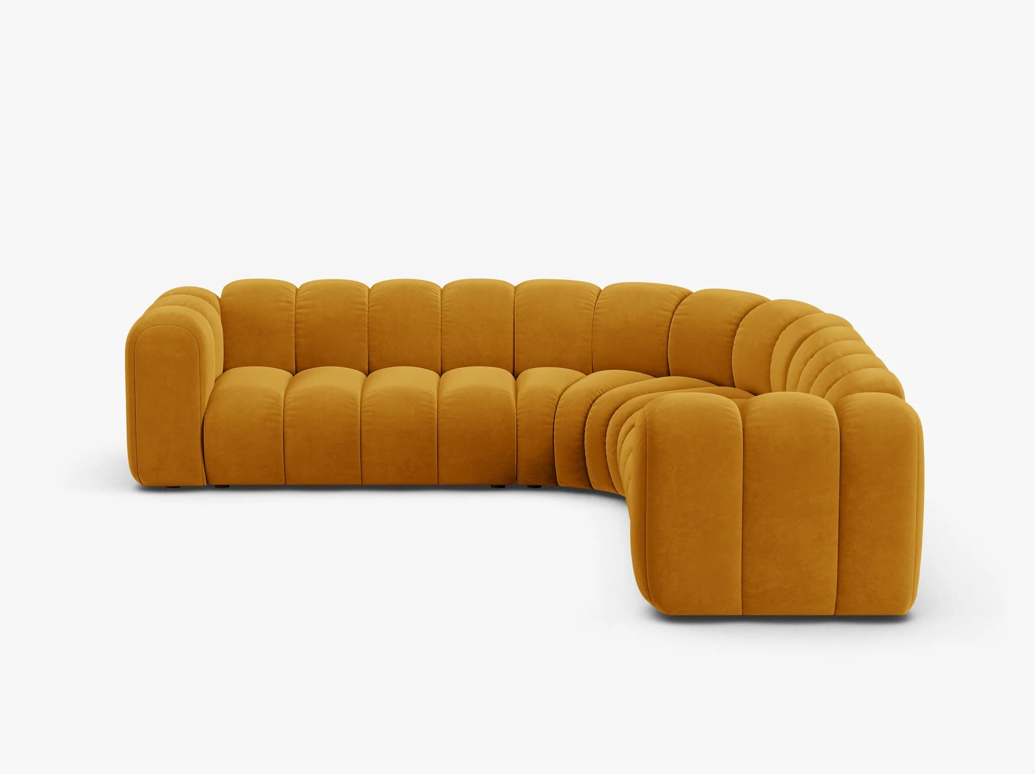 Grandé abgerundes Ecksofa in Samt, 280 cm Breite - Modulsofa-3