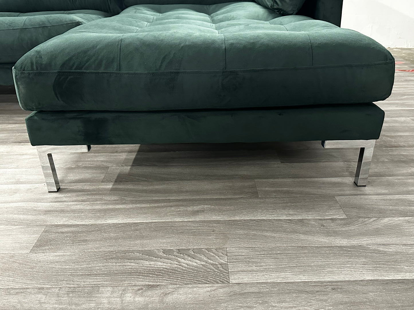 Modernes Ecksofa L-Form in Samt Grün