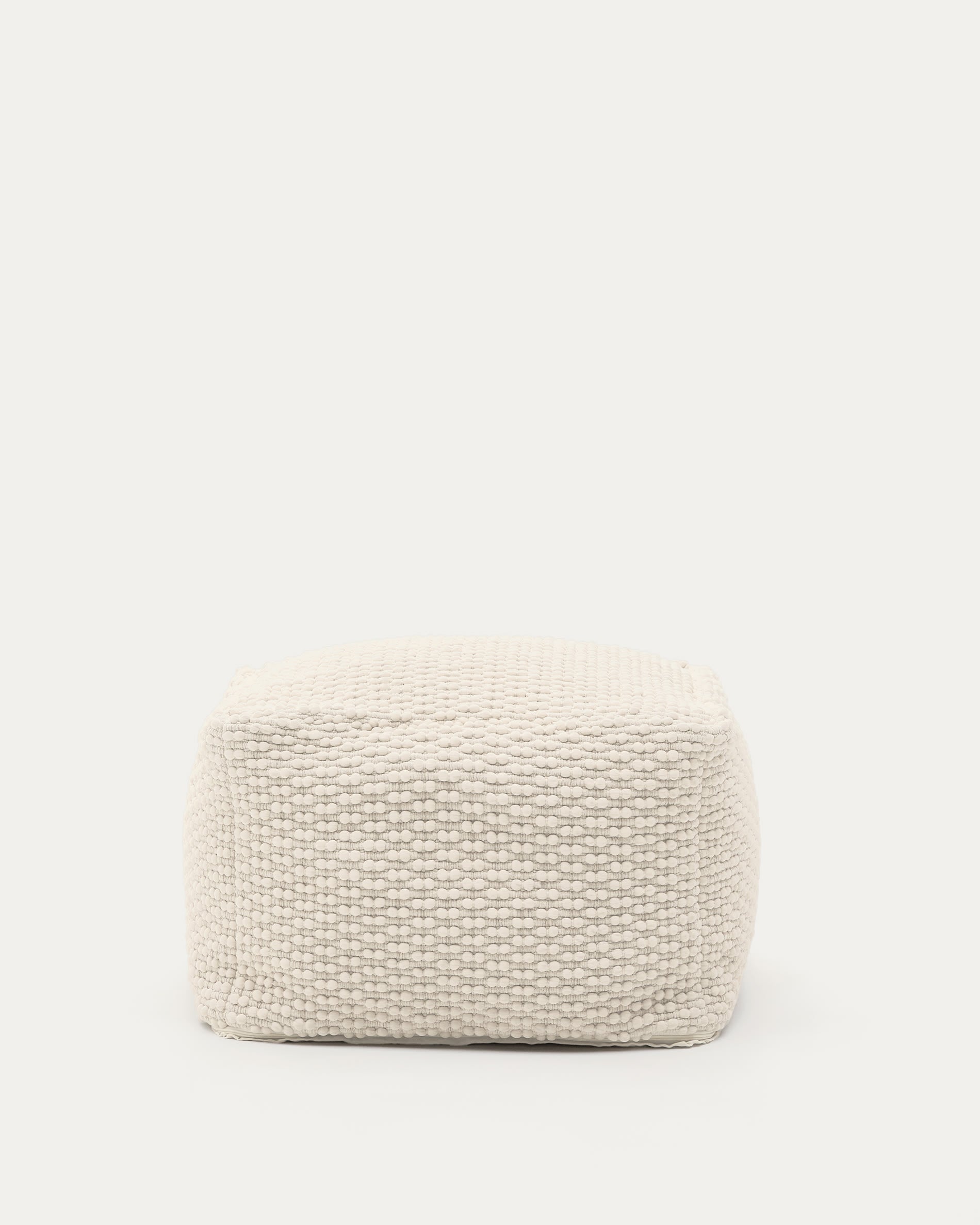 Mascarell Pouf 60x60 cm – Weicher Designer Sitzhocker aus Baumwolle in Weiß
