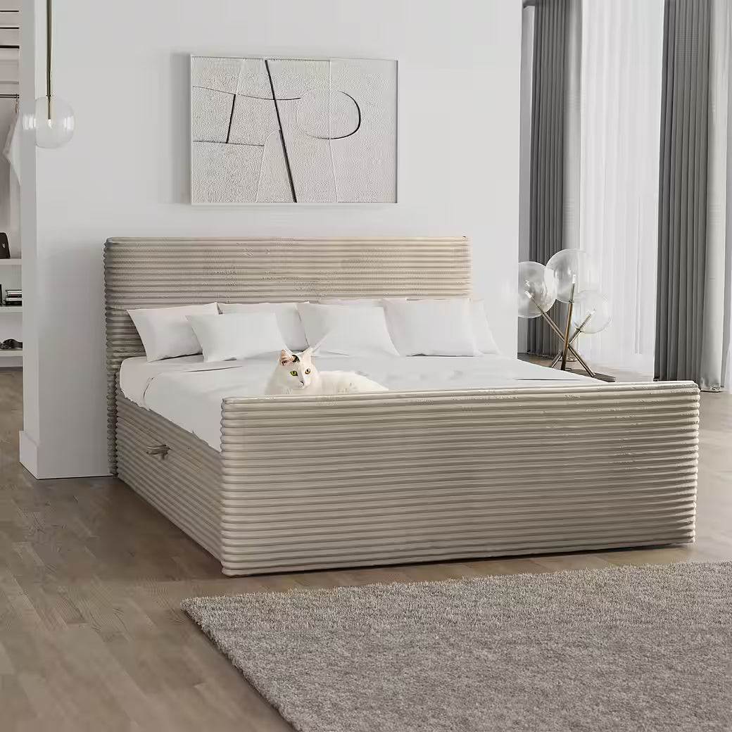 PolsterOase Bett – Boxspringbett Trento 180x200 cm mit Bettkasten, Topper und Bonellmatratze in Breitcord – Ansicht 05