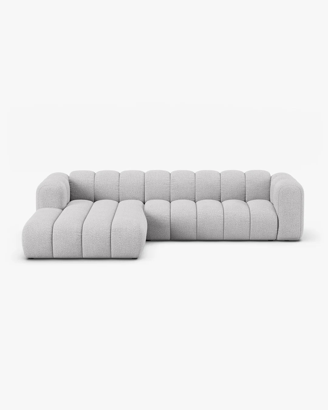 PolsterOase Modulsofa – Grandé Ecksofa 4-Sitzer in Bouclé, 290 cm Breite, Grau – Ansicht 1