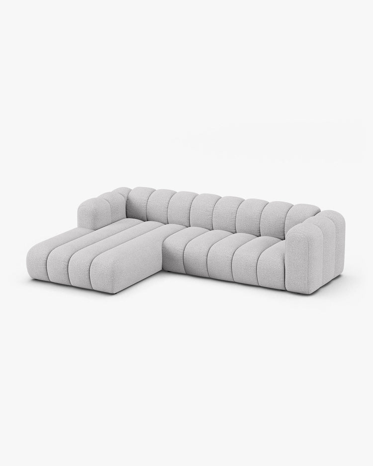 PolsterOase Modulsofa – Grandé Ecksofa 4-Sitzer in Bouclé, 290 cm Breite, Grau – Ansicht 3
