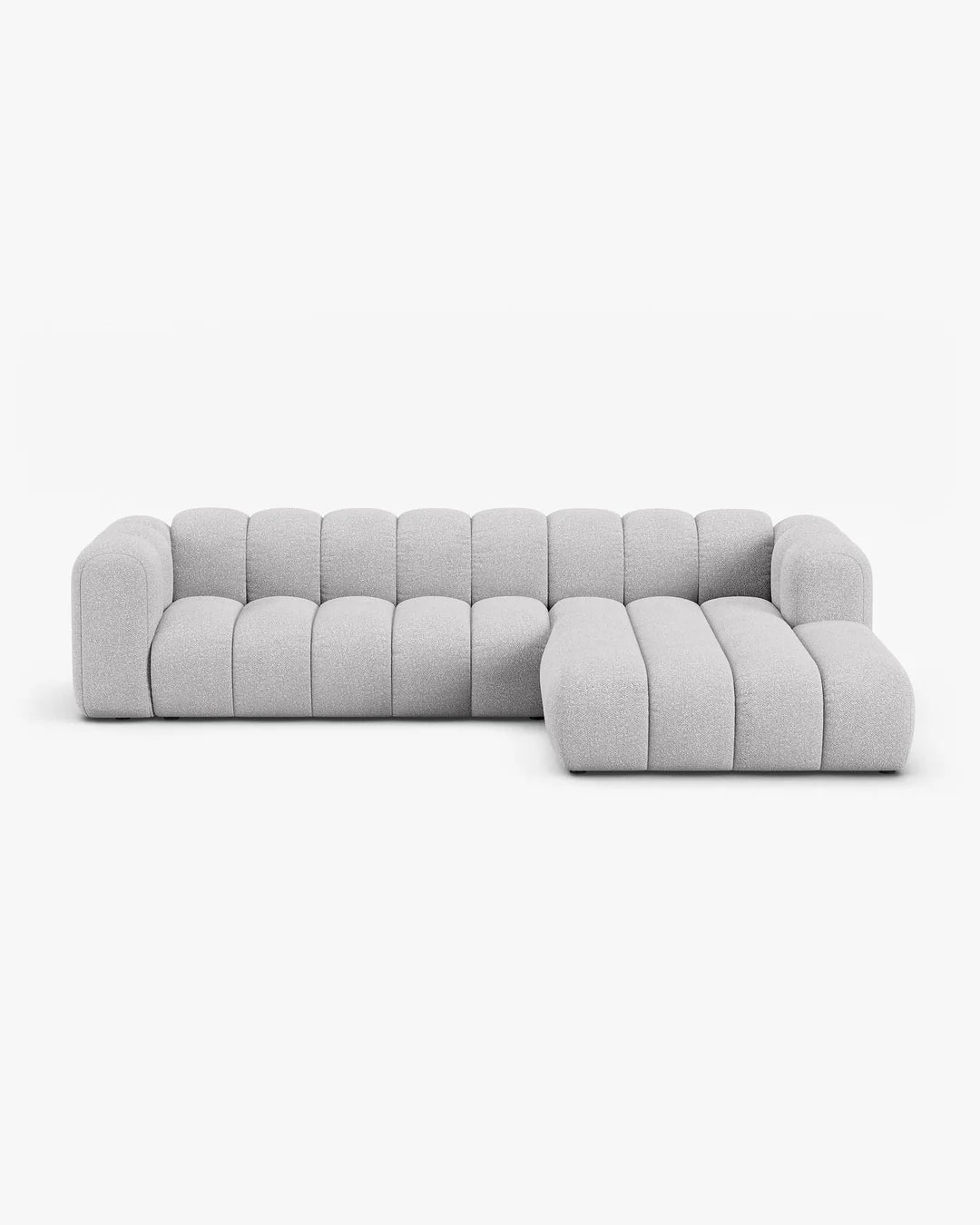 PolsterOase Modulsofa – Grandé Ecksofa 4-Sitzer in Bouclé, 290 cm Breite, Grau – Ansicht 1