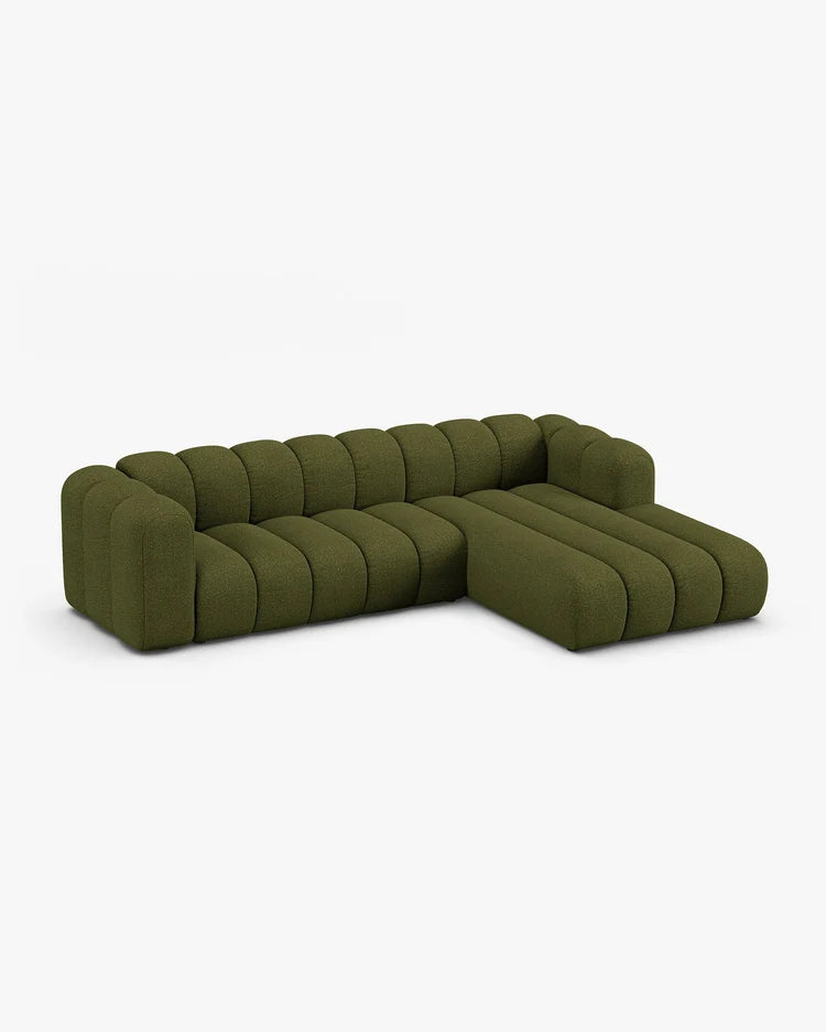PolsterOase Modulsofa – Grandé Ecksofa 4-Sitzer in Bouclé, 290 cm Breite, Grün – Ansicht 3