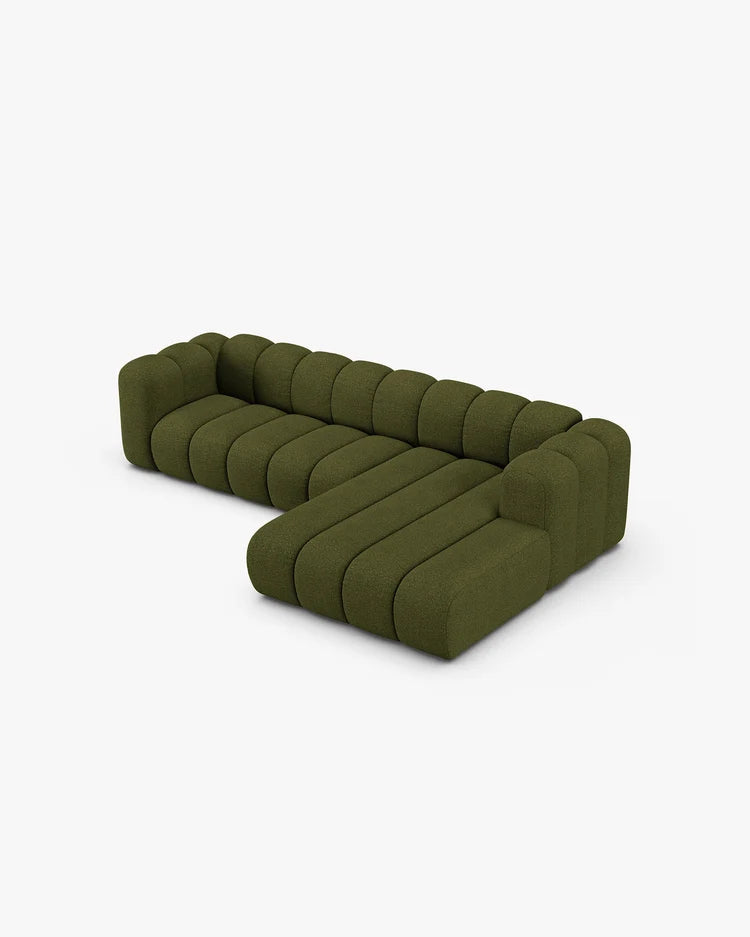 PolsterOase Modulsofa – Grandé Ecksofa 4-Sitzer in Bouclé, 290 cm Breite, Grün – Ansicht 4