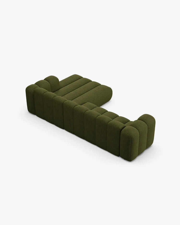 PolsterOase Modulsofa – Grandé Ecksofa 4-Sitzer in Bouclé, 290 cm Breite, Grün – Ansicht 5