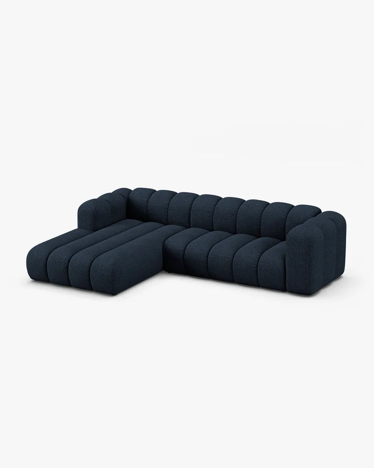 PolsterOase Modulsofa – Grandé Ecksofa 4-Sitzer in Bouclé, 290 cm Breite, Königsblau – Ansicht 3