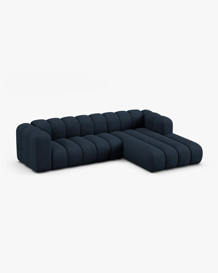 PolsterOase Modulsofa – Grandé Ecksofa 4-Sitzer in Bouclé, 290 cm Breite, Königsblau – Ansicht 3