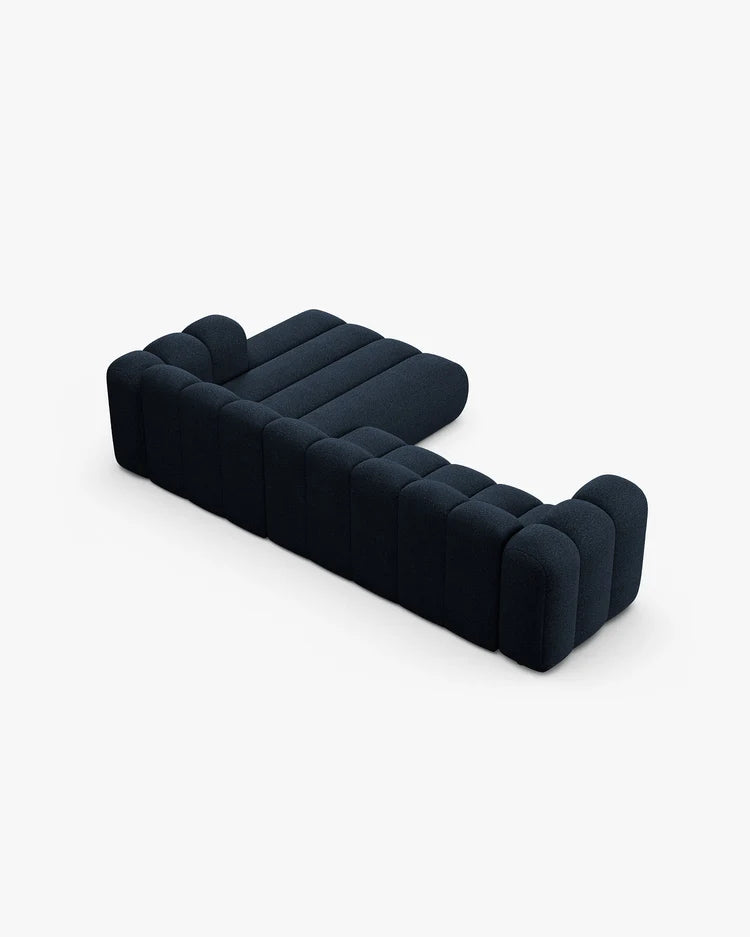 PolsterOase Modulsofa – Grandé Ecksofa 4-Sitzer in Bouclé, 290 cm Breite, Königsblau – Ansicht 5