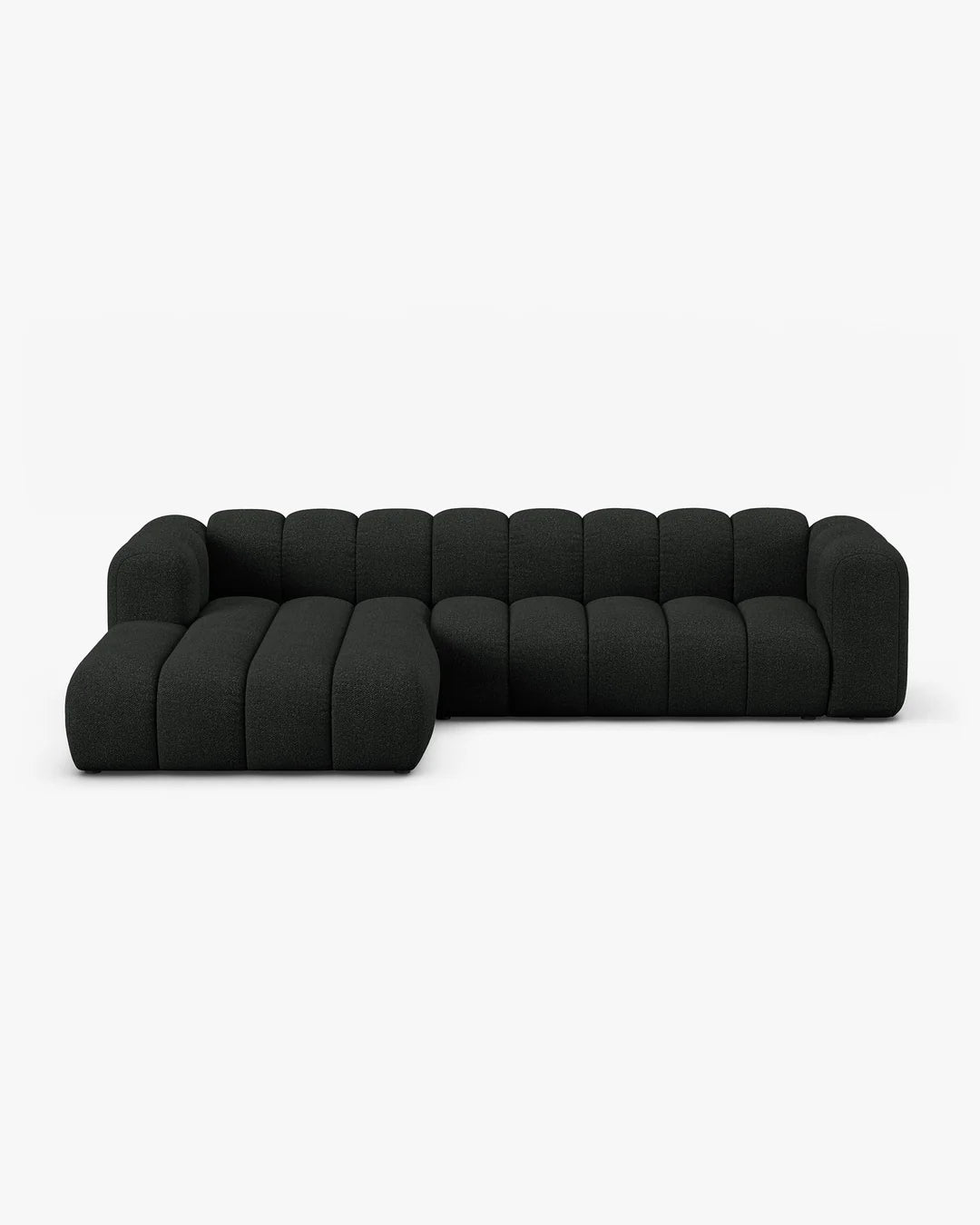 PolsterOase Modulsofa – Grandé Ecksofa 4-Sitzer in Bouclé, 290 cm Breite, Schwarz – Ansicht 1