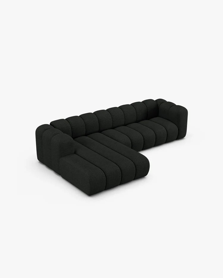 PolsterOase Modulsofa – Grandé Ecksofa 4-Sitzer in Bouclé, 290 cm Breite, Schwarz – Ansicht 4